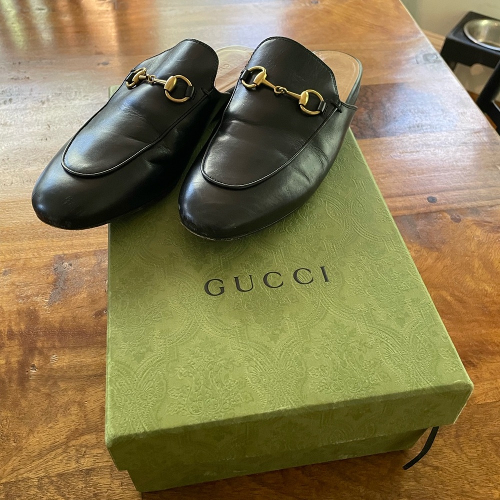 Authentic Gucci Princetown horsebit slides. Black leather. Size 37.5.